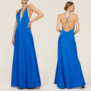 Aidan Mattox Halter Draped Gown in royal blue sz 0